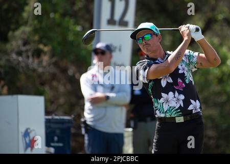 01 aprile 2023: Rickie Fowler in azione terzo turno al Valero Texas Open, TPC San Antonio Oaks Course. San Antonio, Texas. Mario Cantu/CSM Foto Stock