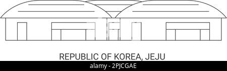 Repubblica di Corea, Jeju viaggio punto di riferimento vettore illustrazione Illustrazione Vettoriale