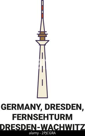 Germania, Dresda, Fernsehturm Dresdenwachwitz viaggio punto di riferimento vettore illustrazione Illustrazione Vettoriale