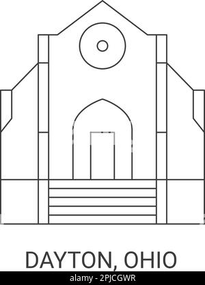 Illustrazione del vettore di riferimento per i viaggi negli Stati Uniti, Dayton, Ohio Illustrazione Vettoriale