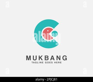 pacman icona lettera isolata c logo design utilizzabile per mukbang o mangiare stream , recensione alimentare chanel Illustrazione Vettoriale