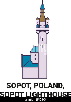 Polonia, Sopot, faro di Sopot viaggio punto di riferimento vettoriale illustrazione Illustrazione Vettoriale