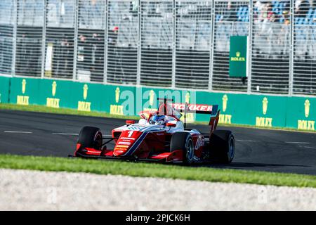 Melbourne, Australia. 02nd Apr, 2023. 01 ARON Paul (est), Prema Racing, Dallara F3, azione in occasione del 2nd° round del Campionato FIA Formula 3 2023 dal 31 marzo al 2 aprile 2023 sul circuito Albert Park, a Melbourne, Australia - Foto Xavi Bonilla / DPPI Credit: DPPI Media/Alamy Live News Foto Stock