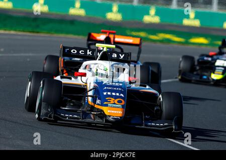 Melbourne, Australia. 02nd Apr, 2023. 30 FARIA Roberto (bra), PHM Racing di Charouz, Dallara F3, azione in occasione del 2nd° round del Campionato FIA Formula 3 2023 dal 31 marzo al 2 aprile 2023 sul circuito Albert Park, a Melbourne, Australia - Foto Xavi Bonilla / DPPI Credit: DPPI Media/Alamy Live News Foto Stock