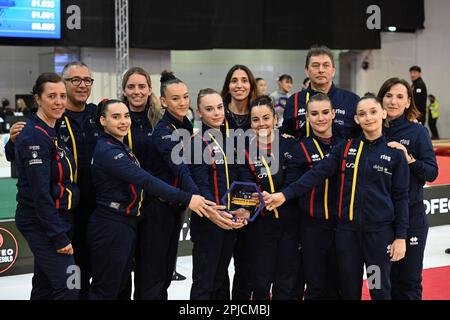 Jesolo, Italia. 01st Apr, 2023. ?, Jesolo, Italia, 01 aprile 2023, JESOLO 2023 team Spagna durante la Ginnastica artistica - Jesolo Trophy - Ginnastica Credit: Live Media Publishing Group/Alamy Live News Foto Stock