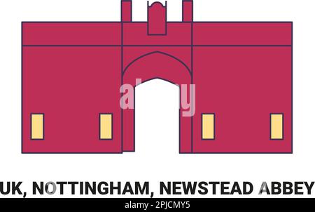 Inghilterra, Nottingham, Newstead Abbey, viaggio punto di riferimento vettoriale illustrazione Illustrazione Vettoriale