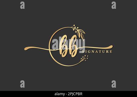 design esclusivo con logo bb, foglia e fiore isolati Illustrazione Vettoriale