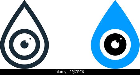 Icona Eye Ball e Drop Water modello di logo vettoriale Illustrazione Design Illustrazione Vettoriale