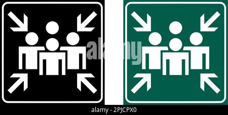 Icona del punto di assemblaggio del fuoco Segnaletica vettoriale disegno dell'illustrazione Illustrazione Vettoriale