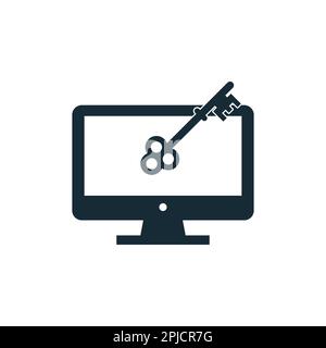 Elementi del modello di progettazione di icone chiave per monitor, LCD e LED Illustrazione Vettoriale