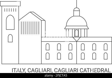 Italia, Cagliari, Cattedrale di Cagliari, viaggio punto di riferimento vettoriale illustrazione Illustrazione Vettoriale