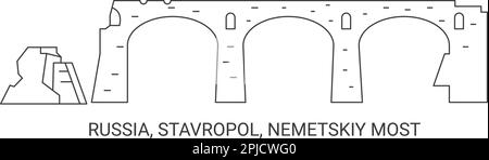 Russia, Stavropol, Nemetskiy Most, viaggio punto di riferimento vettoriale illustrazione Illustrazione Vettoriale