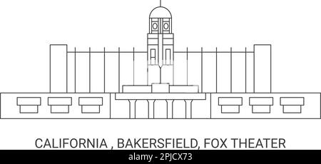 Stati Uniti, California , Bakersfield, Fox Theater, viaggio punto di riferimento vettore illustrazione Illustrazione Vettoriale