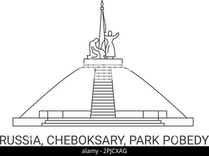 Russia, Cheboksary, Park Pobody, viaggio punto di riferimento vettore illustrazione Illustrazione Vettoriale