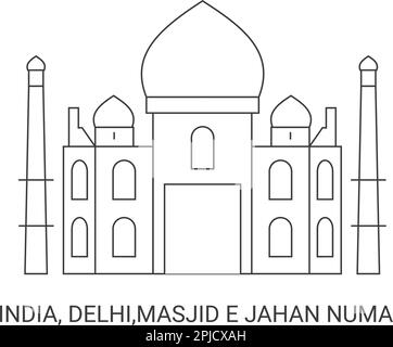 India, Delhi, Masjid e Jahan Numa, illustrazione del vettore di riferimento di viaggio Illustrazione Vettoriale