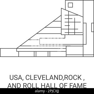 USA, Cleveland, Rock e Roll Hall of Fame viaggio punto di riferimento vettore illustrazione Illustrazione Vettoriale