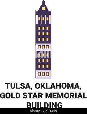 Stati Uniti, Tulsa, Oklahoma, Gold Star Memorial Building viaggio punto di riferimento vettore illustrazione Illustrazione Vettoriale