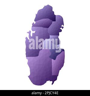 Mappa del Qatar. Profilo del paese in stile geometrico. Straordinaria illustrazione vettoriale viola. Illustrazione Vettoriale