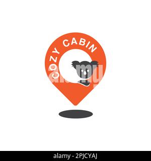 carino koala in pin mappa locator. utilizzabile per il logo della villa. alloggio, viaggi, esplorazioni, agenzia di vacanze Illustrazione Vettoriale