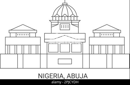 Nigeria, Abuja, illustrazione vettoriale di riferimento di viaggio Illustrazione Vettoriale