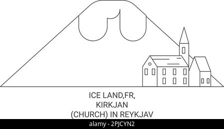 Islanda, Kirkjan a Reykjavk viaggio punto di riferimento vettore illustrazione Illustrazione Vettoriale
