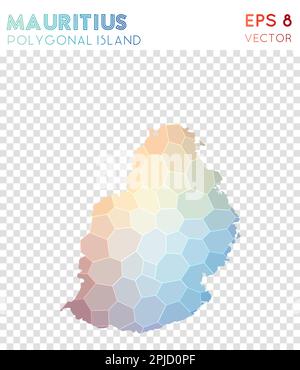 Mappa poligonale delle Mauritius, isola in stile mosaico. Stile discreto e basso, design moderno. Mappa poligonale di Mauritius per infografiche o presentazioni. Illustrazione Vettoriale