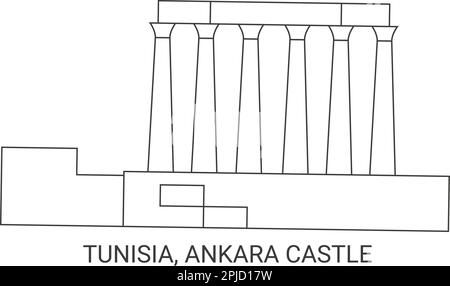 Tunisia, Castello di Ankara, viaggio punto di riferimento vettore illustrazione Illustrazione Vettoriale