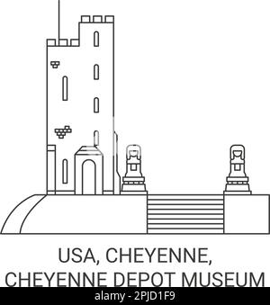 USA, Cheyenne, Cheyenne Depot Museum viaggio punto di riferimento vettoriale illustrazione Illustrazione Vettoriale