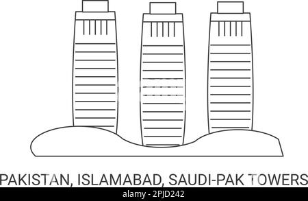 Pakistan, Islamabad, Saudipak Torri, viaggio punto di riferimento vettore illustrazione Illustrazione Vettoriale