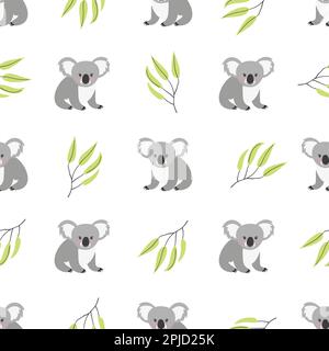 Modello senza cuciture con graziosi orsi koala. Sfondo vettoriale. Illustrazione Vettoriale