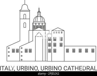 Italia, Urbino, Cattedrale di Urbino, viaggio punto di riferimento vettoriale illustrazione Illustrazione Vettoriale