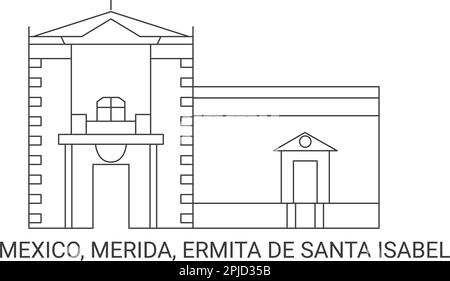 Messico, Merida, Ermita De Santa Isabel, viaggio punto di riferimento vettore illustrazione Illustrazione Vettoriale