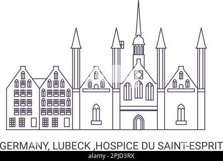 Germania, Lubeck, Hospice Du Saintesprit, viaggio punto di riferimento vettore illustrazione Illustrazione Vettoriale