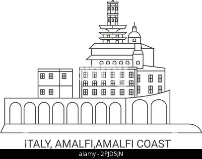 Italia, Amalfi, Costiera Amalfitana, viaggio punto di riferimento vettoriale illustrazione Illustrazione Vettoriale
