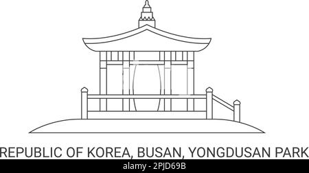 Repubblica di Corea, Busan, Yongdusan Park, viaggio punto di riferimento vettore illustrazione Illustrazione Vettoriale