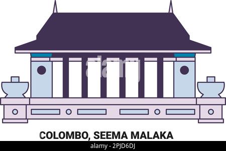 Sri Lanka, Colombo, Seema Malaka, disegno vettoriale di riferimento di viaggio Illustrazione Vettoriale