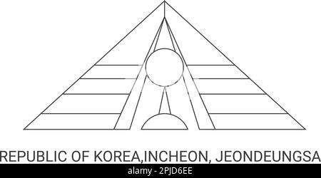 Repubblica di Corea, Incheon, Jeondeungsa, viaggio punto di riferimento vettore illustrazione Illustrazione Vettoriale