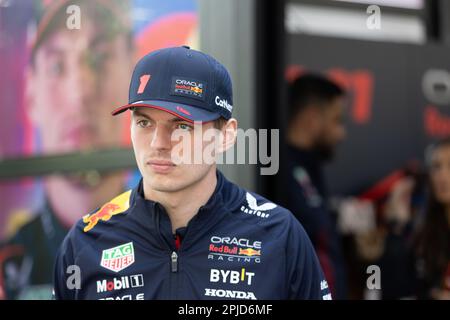 Melbourne, Australia, 2 aprile 2023. Sergio Perez durante un'intervista stampa il 02 aprile 2023, al circuito del Gran Premio di Melbourne ad Albert Park, Australia. Credit: Ivica Glavas/Speed Media/Alamy Live News Foto Stock