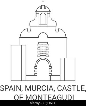 Spagna, Murcia, Castello, di Monteagudi viaggio punto di riferimento vettore illustrazione Illustrazione Vettoriale