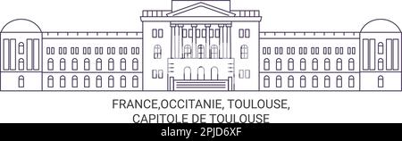 Francia, Occitanie, Tolosa, Capitole De Toulouse viaggio punto di riferimento vettoriale illustrazione Illustrazione Vettoriale