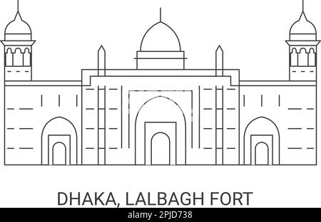 Bangladesh, Dhaka, Lalbagh Fort, viaggio punto di riferimento vettore illustrazione Illustrazione Vettoriale