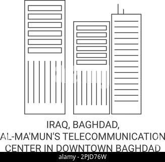 Iraq, Baghdad, Alma'mun's Telecommunication Center nel centro di Baghdad viaggio punto di riferimento vettore illustrazione Illustrazione Vettoriale