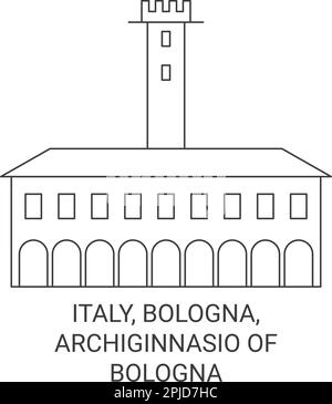 Italia, Bologna, Archiginnasio di Bologna viaggio punto di riferimento vettoriale illustrazione Illustrazione Vettoriale