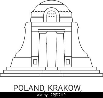 Polonia, Cracovia, disegno vettoriale di riferimento di viaggio Illustrazione Vettoriale