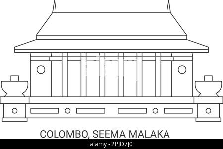 Sri Lanka, Colombo, Seema Malaka, disegno vettoriale di riferimento di viaggio Illustrazione Vettoriale