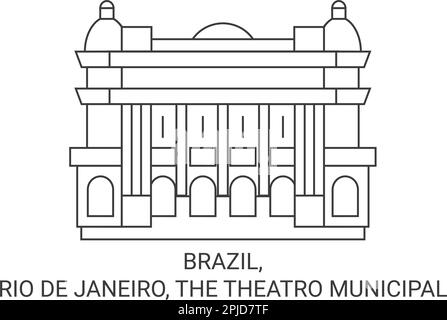 Brasile, Rio de Janeiro, il Theatro Municipal viaggio punto di riferimento vettore illustrazione Illustrazione Vettoriale