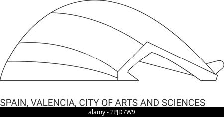 Spagna, Valencia, Città delle Arti e delle Scienze, viaggio punto di riferimento vettore illustrazione Illustrazione Vettoriale