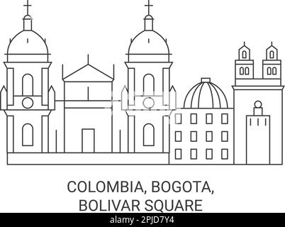 Colombia, Bogota, Bolivar Square viaggio punto di riferimento vettore illustrazione Illustrazione Vettoriale