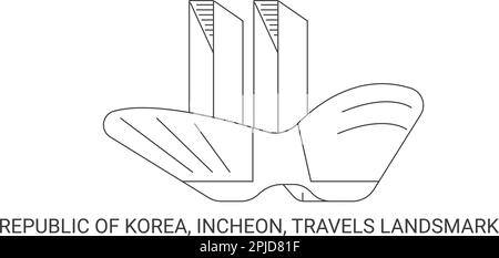 Repubblica di Corea, Incheon, Travels Landsmark, viaggio punto di riferimento vettore illustrazione Illustrazione Vettoriale