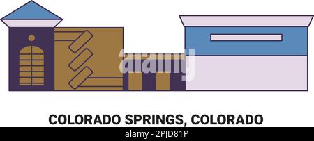 Stati Uniti, Colorado Springs, Colorado viaggio punto di riferimento vettoriale illustrazione Illustrazione Vettoriale
